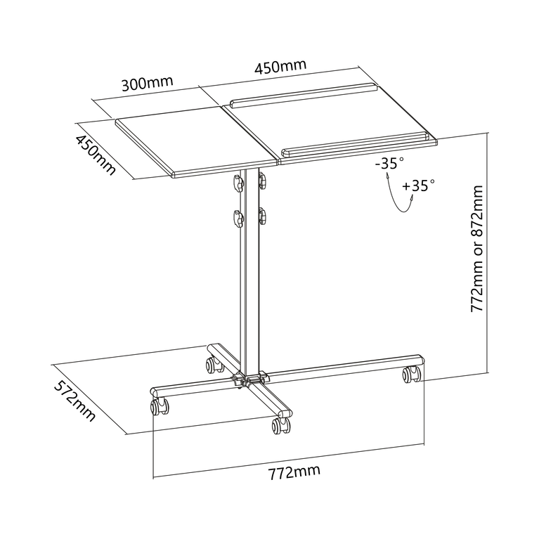 Podešavanje visine: 772 - 872 cm