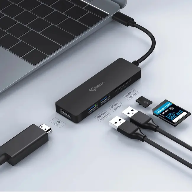 ADAPTER USB TYPE-C -> HDMI/USB-3.0/SD+TF - 5u1