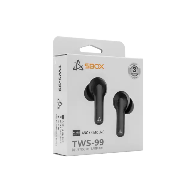 EARBUDS Slušalice + mikrofon SBOX Bluetooth EB-TWS99 Crne / ANC+ 4 Mic ENC
