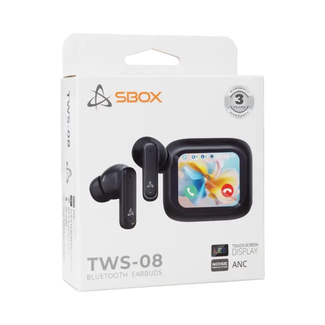 EARBUDS SBOX EB-TWS08 Crne ANC Touch Display