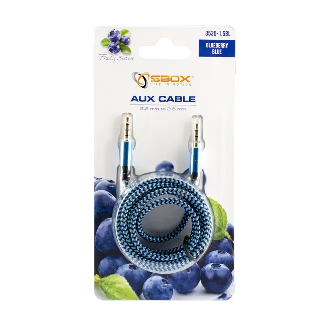 AUDIO KABEL SBOX 3.5 Muški - 3.5 mm Muški 1.5 m Plavi