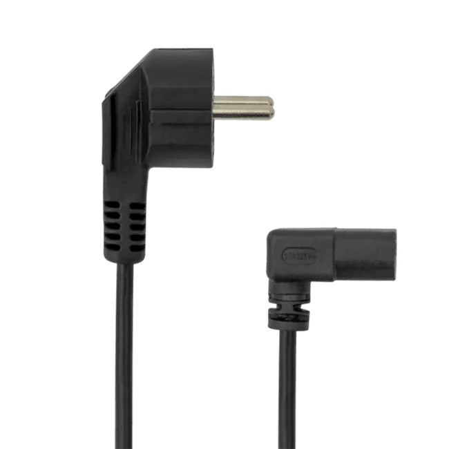 KABEL C-13 PC - SCHUKO POWER, Kutni 90°, 2 m / RETAIL