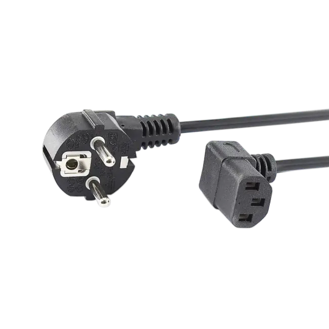 KABEL C-13 PC - SCHUKO POWER, Kutni 90°, 2 m / RETAIL