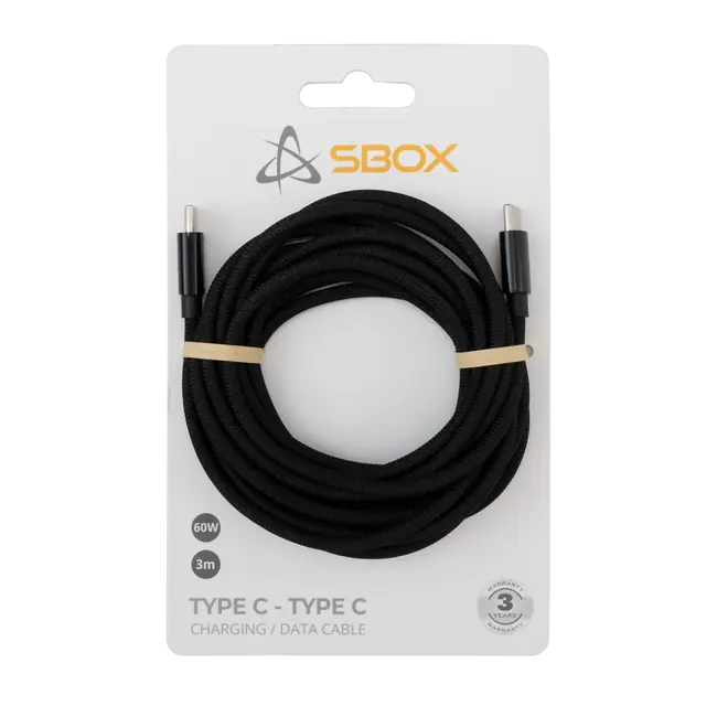 Kabel SBOX USB TYPE C -> USB TYPE C M/M 3M Schwarz - 60W