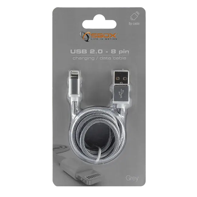 Kabel USB A Stecker -> 8-pin iPh Stecker 1.5 m Grau - Blister