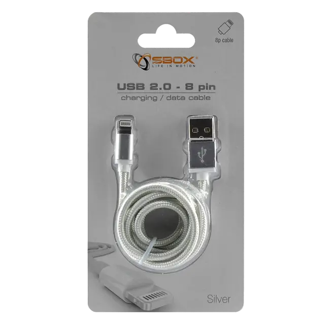 Cable USB A Macho -> 8-pin iPh Macho 1.5 m Plateado - Blister