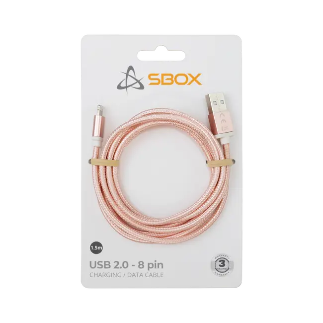 Kabel USB A Stecker -> 8-pin iPh Stecker 1.5 m Roségold - Blister