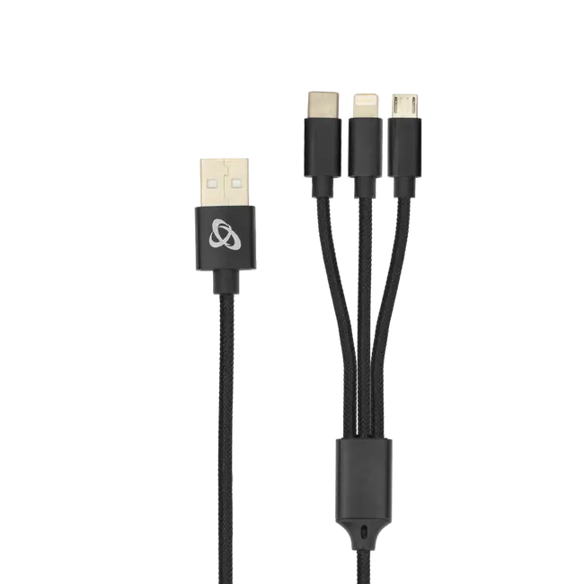 Kabel USB 2.0 Stecker -> 8-pin/Type-C/Micro USB Stecker, 2.4 A, 1 m