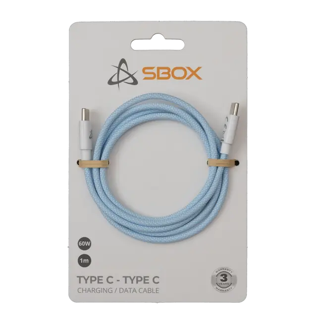 KABEL SBOX USB TYPE C -> USB TYPE C M/M 1M Plavi - 60W