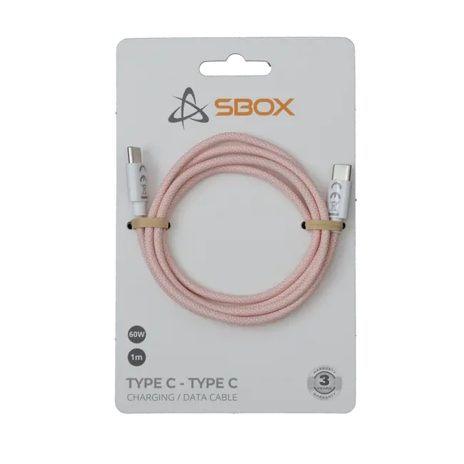 Kabel SBOX USB TYPE C -> USB TYPE C M/M 1M Rosa - 60W