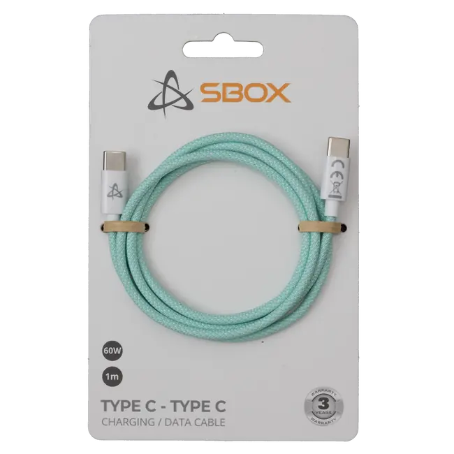 KABEL SBOX USB TYPE C -> USB TYPE C M/M 1M Zeleni - 60W