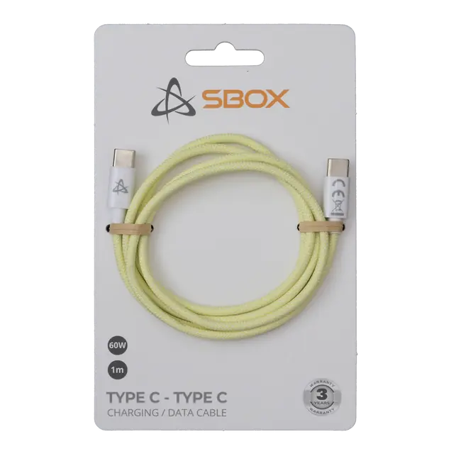Kabel SBOX USB TYPE C -> USB TYPE C M/M 1M Gelb - 60W