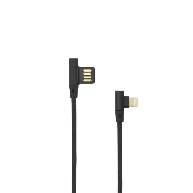 Kabel USB A Stecker -> 8-pin iPh Stecker 90°, 1.5 m Schwarz