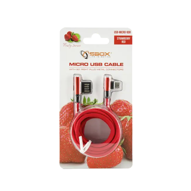 CABLE USB A MALE -> Micro USB MALE 90°, 1.5 m RED
