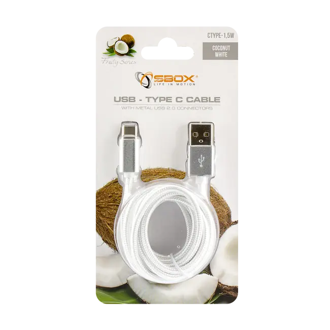 KABEL USB Muški -> TYPE-C Muški 1.5 m Bijeli
