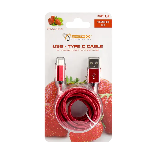 KABEL USB Muški -> TYPE-C Muški 1.5 m Crveni