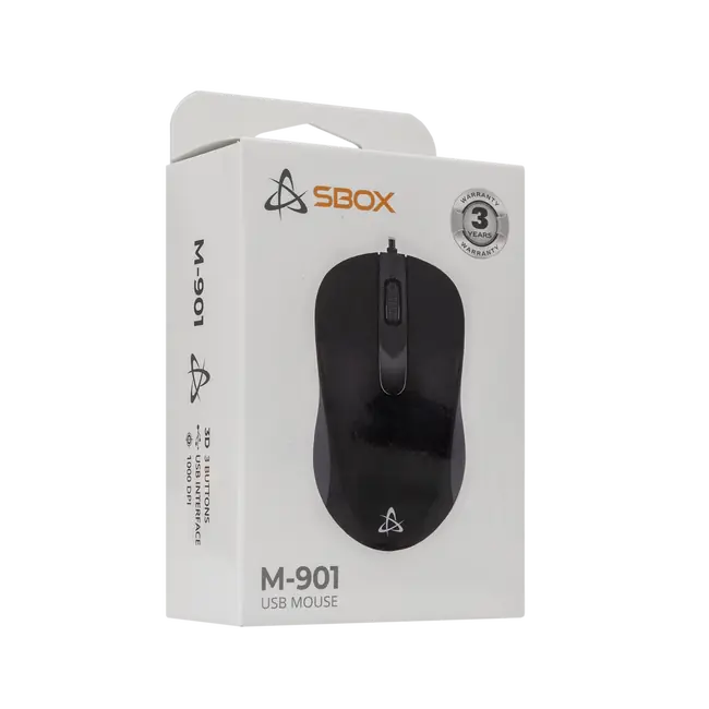 Kabelgebunden Maus SBOX M-901 Schwarz