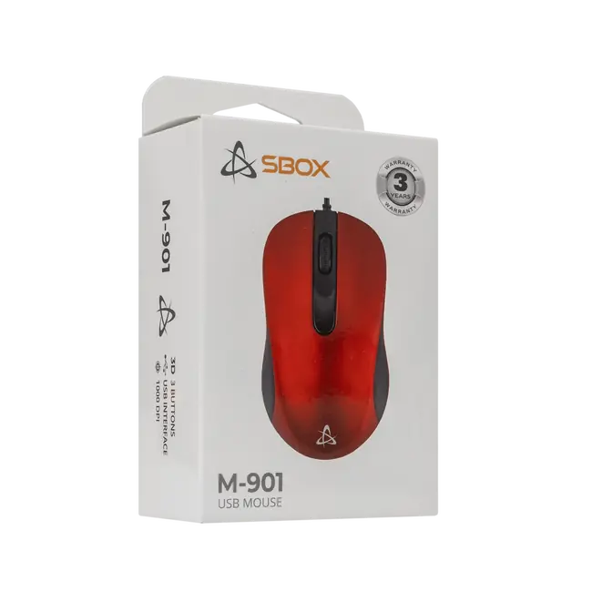 Kabelový Myš SBOX M-901 Červený