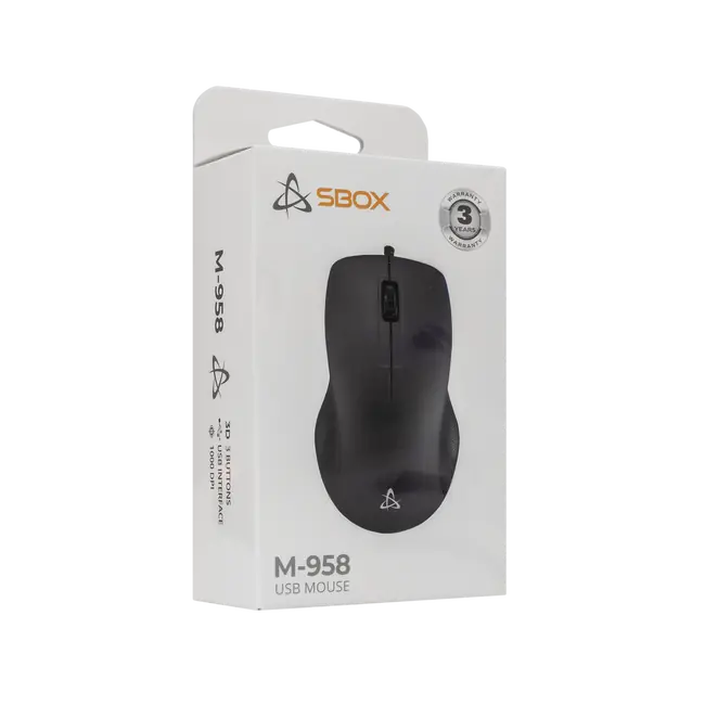 Kabelgebunden Maus SBOX M-958 Schwarz