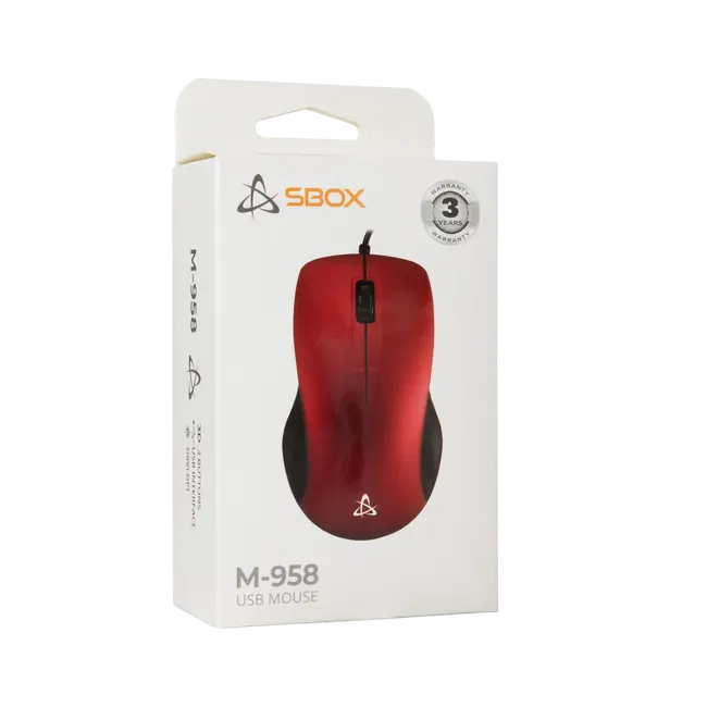 ŽIČANI MIŠ SBOX M-958 Crveni