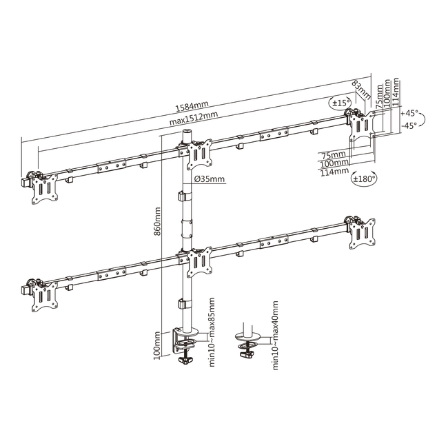 De bureau Support SBOX LCD-352/6-2