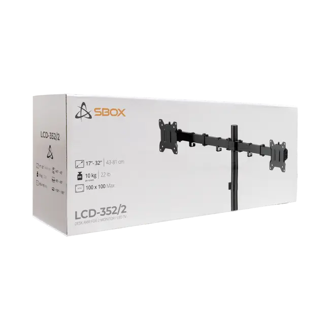 SBOX LCD-352/2-3 Dual Desktop Monitor Stand - 17-32" / 2x10 kg / 100x100