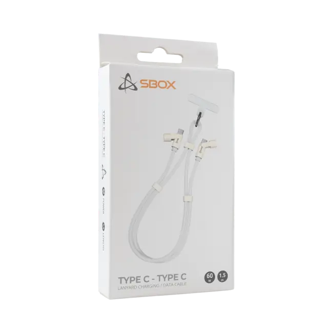 Kabel SBOX TYPE-C -> TYPE-C LANYARD 1.5M - Weiß/RETAIL