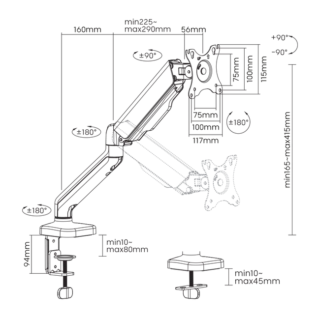 De bureau Support SBOX LCD-S012-3