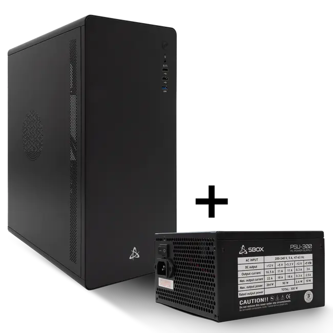 Boîtier SBOX PCC-500B ATX + Alimentation PSU-300