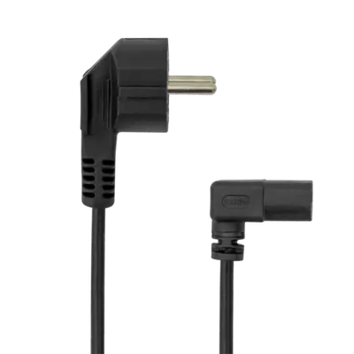 Kabel C-13 PC - SCHUKO POWER, Úhlový 90°, 2 m