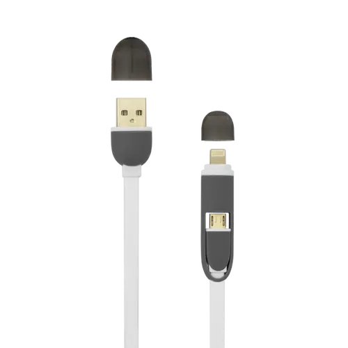 Cable USB A Macho -> MICRO USB + 8-pin iPh Macho 1 m Blanco/RETAIL